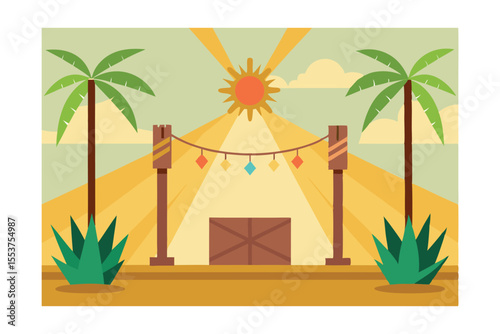 illustration of a tropical island