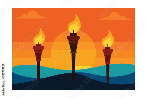 vector illustration of a burning match