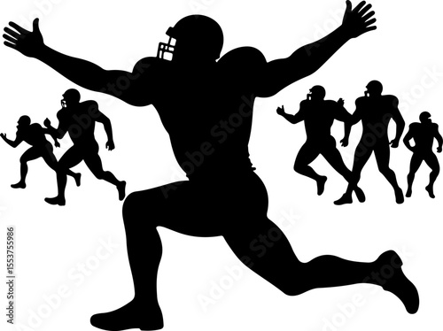 american football,  jump, jumping, ball, sport, team, vector