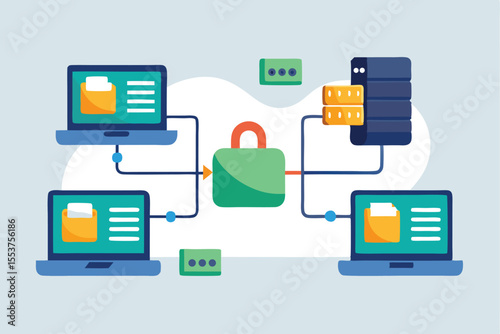 Secure file transfer process utilizing encryption technology connecting multiple devices to ensure data protection and confidentiality