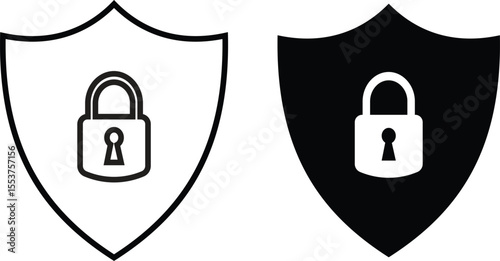 Security and privacy shield icon set. Cybersecurity shield icon representing data protection and security isolated on transparent background. Digital security icons. Vector illustration.