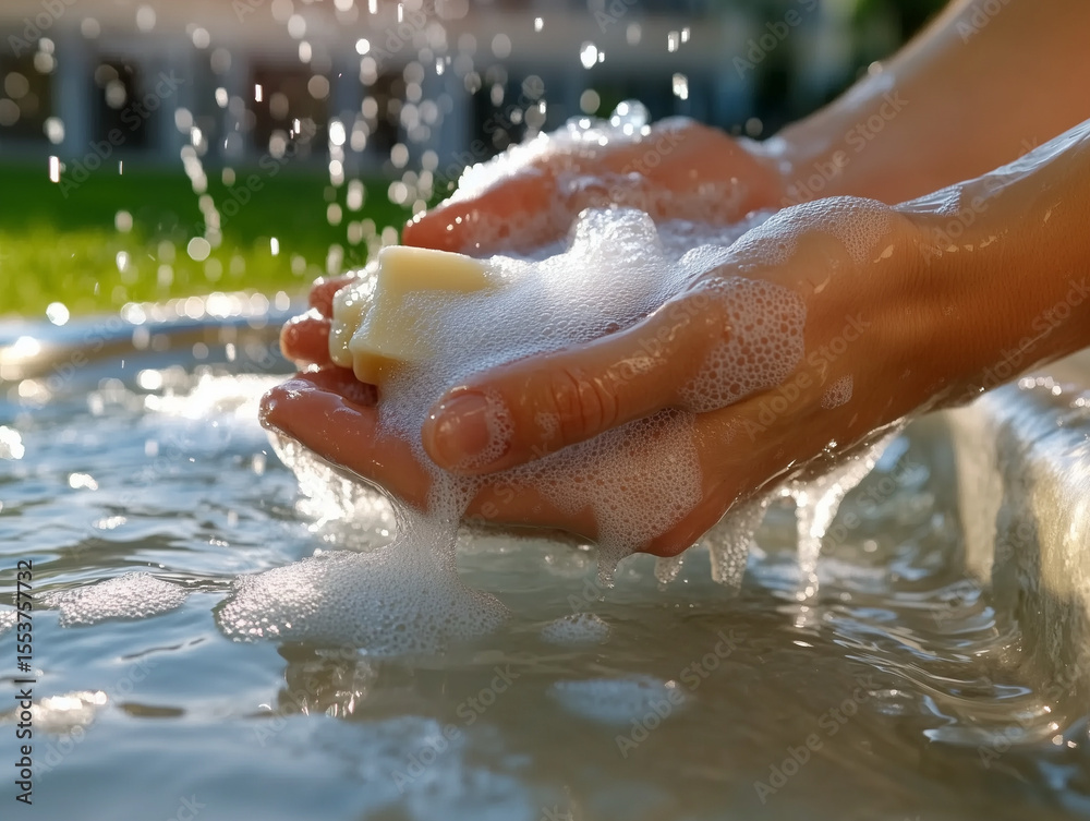Fototapeta premium Refreshing Handwashing with Natural Soap