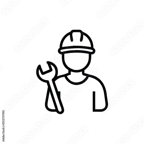 And of a person wearing a hard hat holding a wrench on background mechanic hardhat