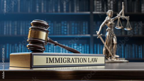 Photos Immigration Law: Judge's Gavel as a symbol of legal system, Themis and wooden st