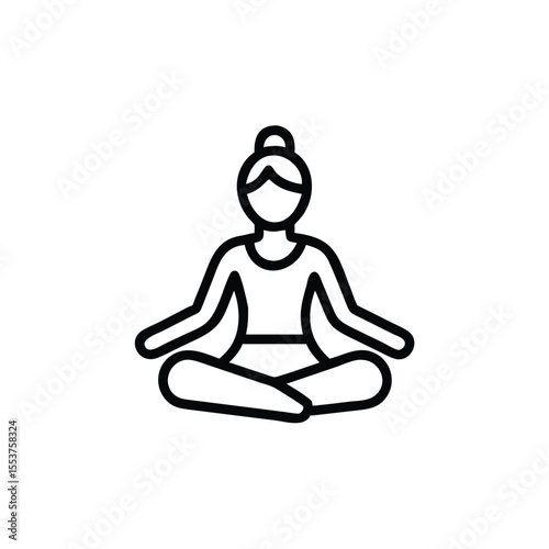 Line art of a person in lotus position meditating on background meditation yoga
