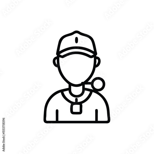 And line art of a person wearing a cap and whistle on a background headwear