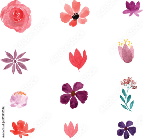 set of flower vector isloated on a white background