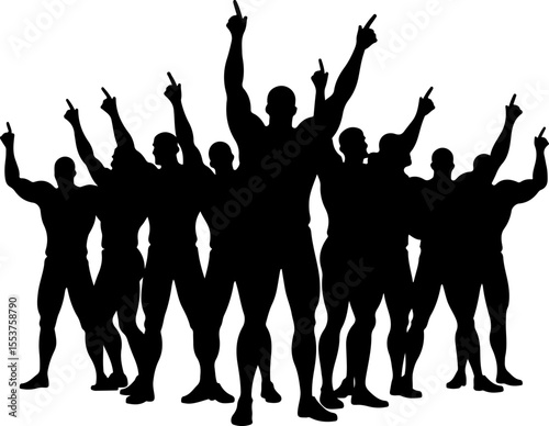 Bodybuilder Posing Silhouettes Set vector bundle