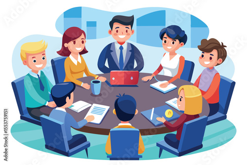 Engaging stakeholders in a collaborative meeting with diverse participants around a conference table