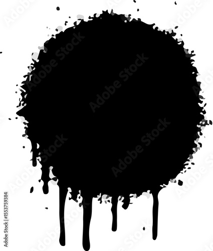 Grungy black ink splatter with chaotic texture, ideal for abstract backgrounds or artistic accents