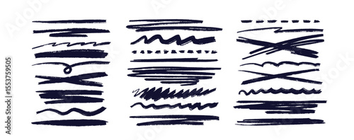 Pastel divider set. Vector stroke, chalk line sign