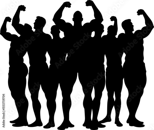 Bodybuilder Posing Silhouettes Set vector bundle