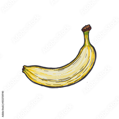 Fresh Banana Isolated on White Background, Delicious Tropical Fruit with Smooth Yellow Skin