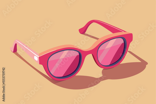 Creative display of stylish pink sunglasses on a warm background showcasing their vibrant color and modern design
