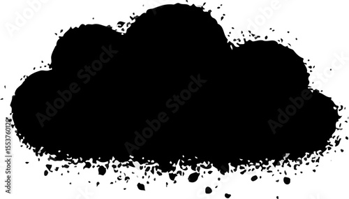 Grungy black ink splatter with chaotic texture, ideal for abstract backgrounds or artistic accents