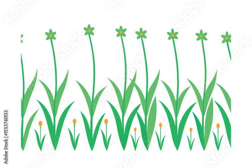 Vibrant Green Spring Flowers Growing Stages Illustration