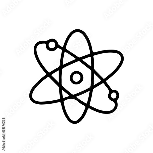 Atom icon vector illustration, perfect for science, technology, and education themes. Simple line design, ideal for presentations, apps, and infographics. SEO-optimized for visibility.
