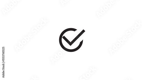 Checkmark Icon and Logo template, approve, certify, confirm, corroborate, endorse, justify, legalize, legitimize, substantiate, verify marker on white background.