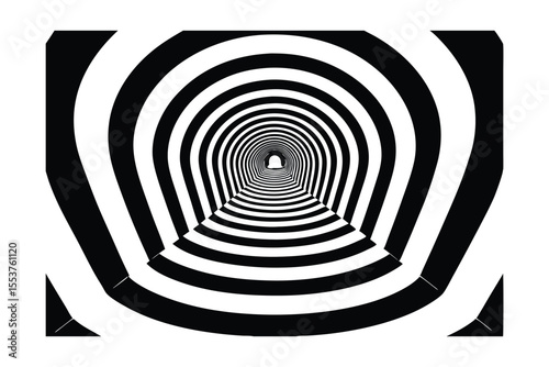 Abstract Black and White Tunnel A Journey into Infinity
