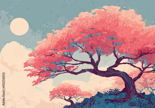 cherry blossom tree vector art