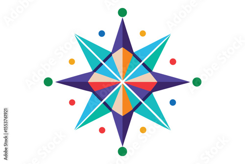 Star design featuring geometric points in vibrant colors showcasing a celestial theme for art and decoration purposes