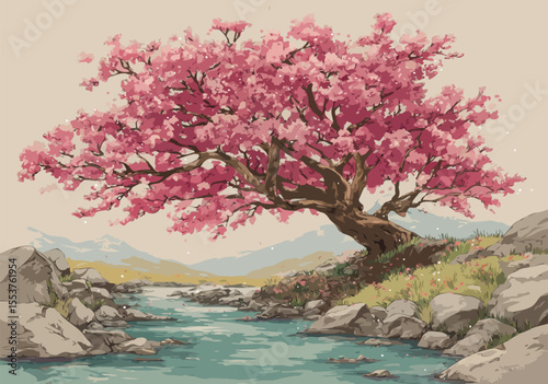 cherry blossom tree vector art