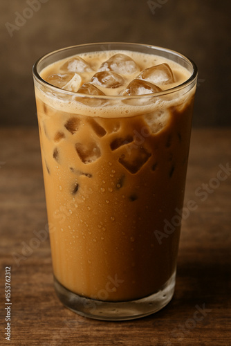 Refreshing Iced Coffee in Glass with Chocolate Drizzle Topping
