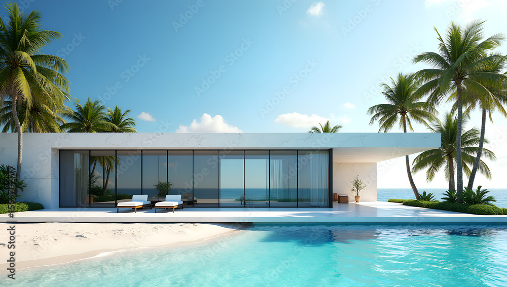 Fototapeta premium Contemporary Coastal Elegance: The Art of Luxury Architecture