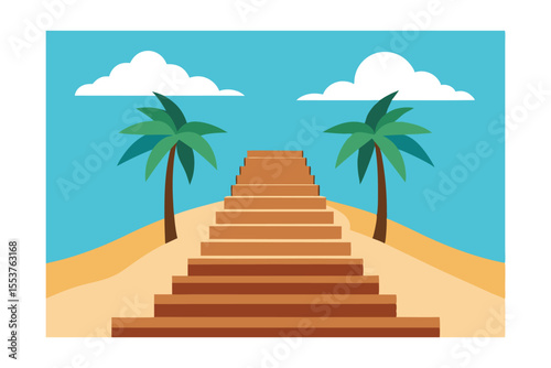 Tropical Paradise Stairway to Success  Achieve Your Dreams Under Palm Trees