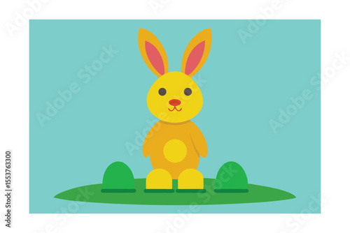 Adorable Yellow Bunny Rabbit Illustration Easter Springtime Fun