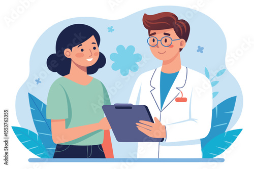 Young female doctor consults with a patient in a medical office setting focusing on health and well-being during a routine check-up