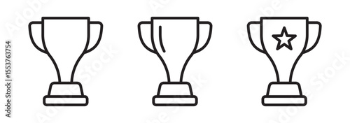 Trophy cup line icon, winner cup, victory cup icon. Reward symbols set.