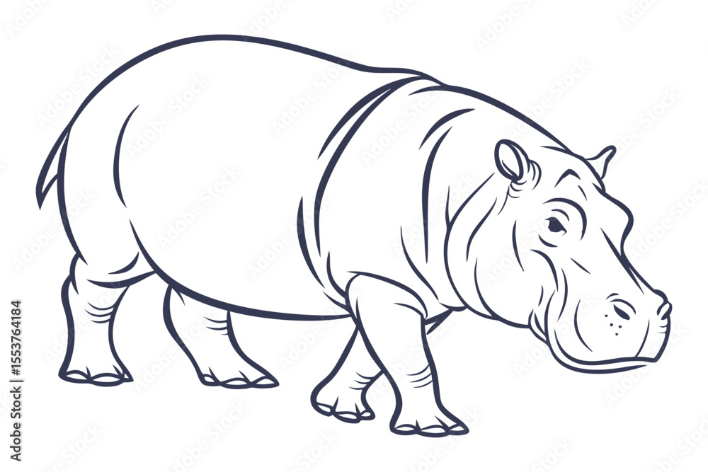 Obraz premium Hippopotamus Illustration on White Background
