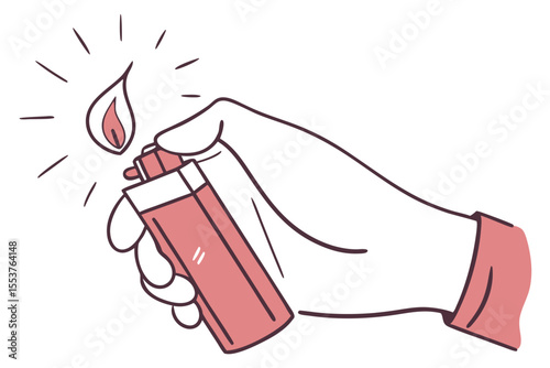 Hand Holding a Lighter Illustration
