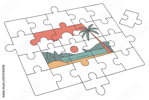 Jigsaw Puzzle Illustration on White Background