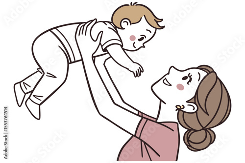 Happy Mother and Child Vector Art