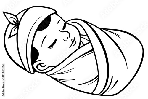 Sleeping Newborn Baby Illustration