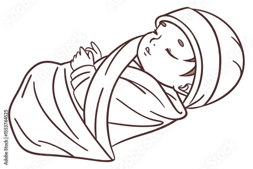 Newborn Baby Drawing on White Background