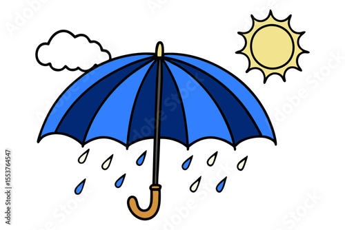 Open Umbrella Drawing on White Background