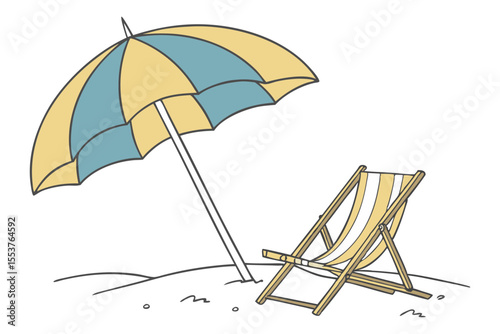 Beach Chair and Parasol Vector Illustration