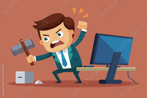 Furious office worker destroys computer in fit of rage during stressful workday