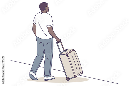Casual Man with Suitcase Vector on White Background