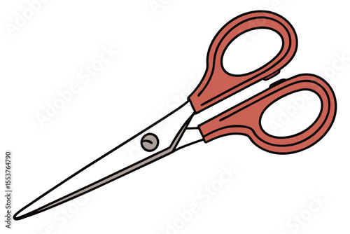 Open Scissors Drawing on White Background
