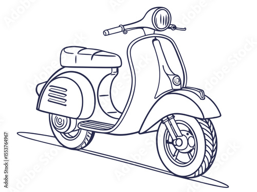 Vintage Scooter Illustration on White Background