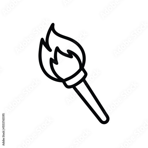Outline torch with flames and handle on a background Inclusivity fire burning