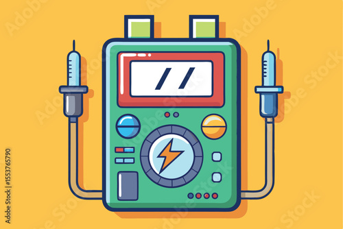 Multimeter vector digital gadget illustrating electrical measurement tools used for testing and diagnostics in various applications