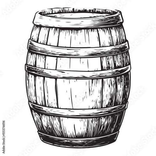 Vintage Wooden Barrel Silhouette Illustration 