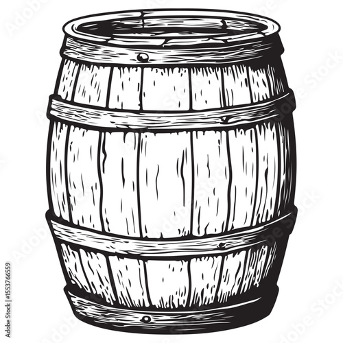 Vintage Wooden Barrel Silhouette Illustration 