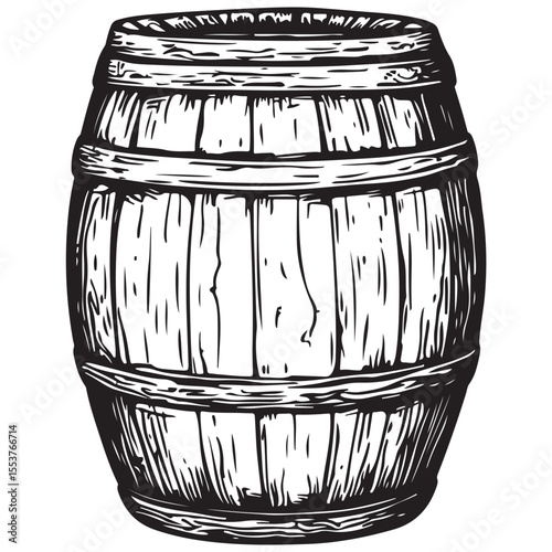 Vintage Wooden Barrel Silhouette Illustration 