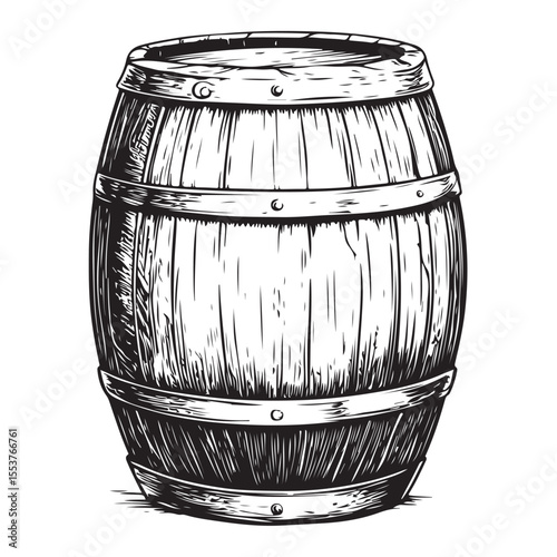 Vintage Wooden Barrel Silhouette Illustration 